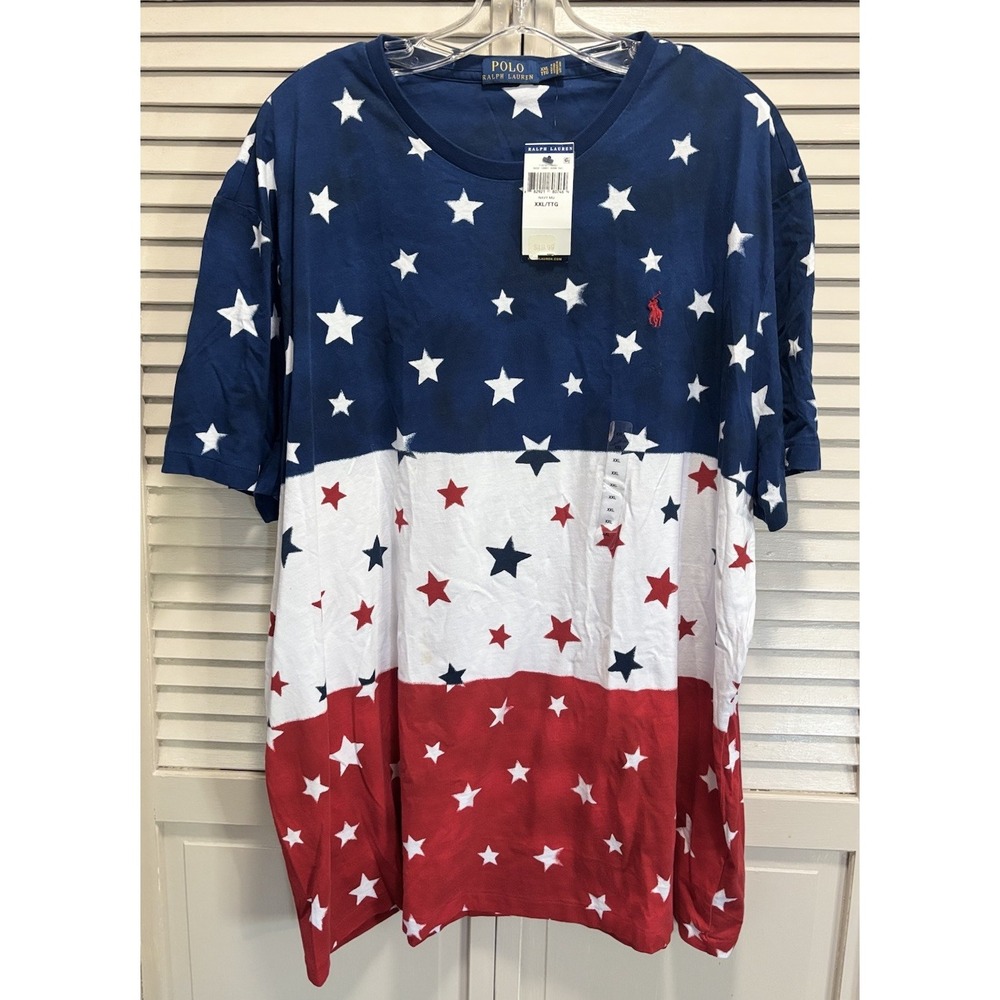 Polo Ralph Lauren Red/Blue/White Flag Crew NWT Short Sleeve T-Shirt Size XXL